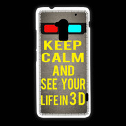 Coque HTC One Max Keep Calm and See your life 3D Gris