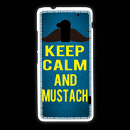 Coque HTC One Max Keep Calm and Mustach Bleu