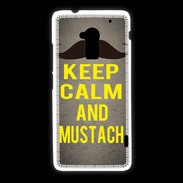 Coque HTC One Max Keep Calm and Mustach Gris