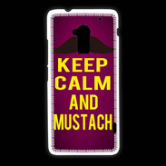 Coque HTC One Max Keep Calm and Mustach Rose
