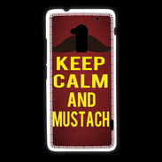 Coque HTC One Max Keep Calm and Mustach Rouge
