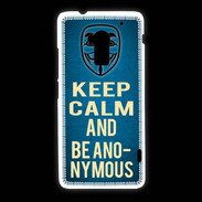 Coque HTC One Max Keep Calm and Be Anonymous Bleu