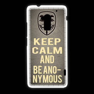 Coque HTC One Max Keep Calm and Be Anonymous Gris