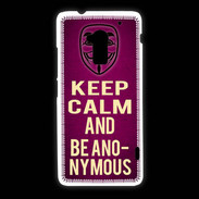 Coque HTC One Max Keep Calm and Be Anonymous Rose