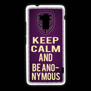Coque HTC One Max Keep Calm and Be Anonymous Violet
