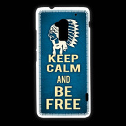 Coque HTC One Max Keep Calm and Be Free Bleu