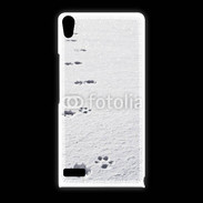 Coque Huawei Ascend P6 Traces de pas d'animal dans la neige