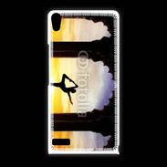 Coque Huawei Ascend P6 Danseuse yoga temple couché de soleil