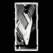 Coque Sony Xperia P Guitare en noir et blanc