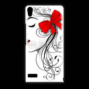 Coque Huawei Ascend P6 Visage glamour noir et rouge
