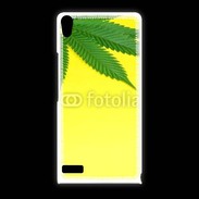 Coque Huawei Ascend P6 Feuille de cannabis sur fond jaune 2
