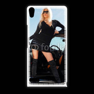 Coque Huawei Ascend P6 Femme blonde sexy voiture noire