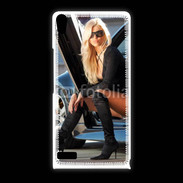Coque Huawei Ascend P6 Femme blonde sexy voiture noire 5