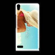 Coque Huawei Ascend P6 Femme à chapeau de plage