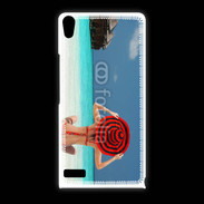 Coque Huawei Ascend P6 Femme assise sur la plage