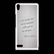 Coque Huawei Ascend P6 Vrai vie Gris Citation Oscar Wilde