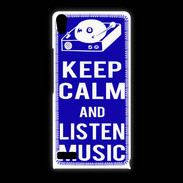 Coque Huawei Ascend P6 Keep Calm Listen music Bleu