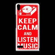 Coque Huawei Ascend P6 Keep Calm Listen music Rouge