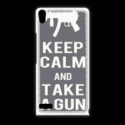 Coque Huawei Ascend P6 Keep Calm Take a gun Gris