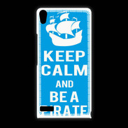 Coque Huawei Ascend P6 Keep Calm Be a Pirate Cyan