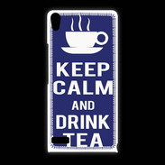 Coque Huawei Ascend P6 Keep Calm Drink Tea Bleu
