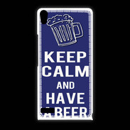 Coque Huawei Ascend P6 Keep Calm Have a beer Bleu