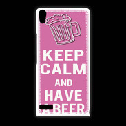 Coque Huawei Ascend P6 Keep Calm Have a beer Rose