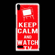 Coque Huawei Ascend P6 Keep Calm Watch TV Rouge