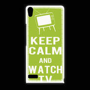 Coque Huawei Ascend P6 Keep Calm Watch TV Vert pomme