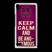 Coque Huawei Ascend P6 Keep Calm and Be Anonymous Rose