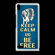 Coque Huawei Ascend P6 Keep Calm and Be Free Bleu