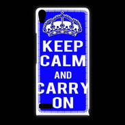 Coque Huawei Ascend P6 Keep Calm and Carry on Bleu