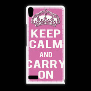 Coque Huawei Ascend P6 Keep Calm and Carry on Rose
