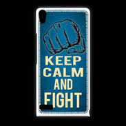 Coque Huawei Ascend P6 Keep Calm and Fight Bleu