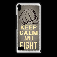 Coque Huawei Ascend P6 Keep Calm and Fight Gris