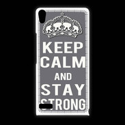 Coque Huawei Ascend P6 Keep Calm and Stay strong Gris