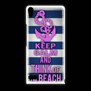 Coque Huawei Ascend P6 Keep Calm and Think Beach Bleu