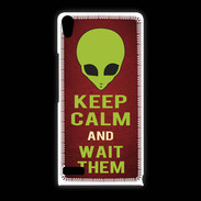Coque Huawei Ascend P6 Keep Calm and Wait Alien Rouge