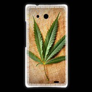 Coque Huawei Ascend Mate Feuille de cannabis sur toile beige