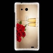 Coque Huawei Ascend Mate Coupe de champagne, roses rouges