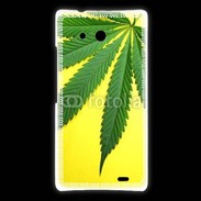 Coque Huawei Ascend Mate Feuille de cannabis sur fond jaune