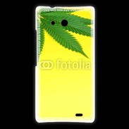 Coque Huawei Ascend Mate Feuille de cannabis sur fond jaune 2