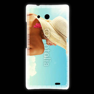 Coque Huawei Ascend Mate Femme à chapeau de plage