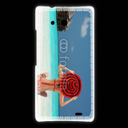 Coque Huawei Ascend Mate Femme assise sur la plage