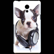 Coque Sony Xperia T Bulldog français avec casque de musique