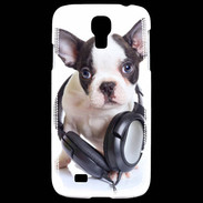 Coque Samsung Galaxy S4 Bulldog français avec casque de musique