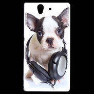 Coque Sony Xperia Z Bulldog français avec casque de musique
