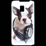 Coque LG P990 Bulldog français avec casque de musique