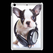 Coque iPadMini Bulldog français avec casque de musique