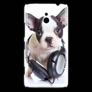 Coque Nokia Lumia 1320 Bulldog français avec casque de musique